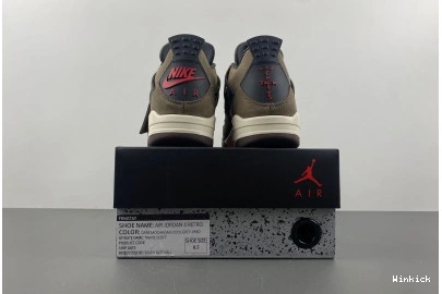 Brown AJ4-882335 Air Retro Jordan 4 Travis Scott x 1025